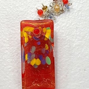 NWOT handmade art Glass Pendant